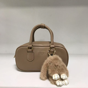Cute Women's Microfiber Leather Square <b>Tote</b> Handbag Faux Fur Paw Applique Zipper Closure Waterproof Lightweight Large Capacity - Product Image 1