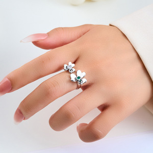 Flower Open <b>Ring</b> <b>Adjustable</b> Index Finger <b>Ring</b> Prong Setting Gift Jewelry - Product Image 2