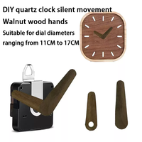 5168 Aiguilles d'horloge modernes miniatures en noyer, faites à la main, motif carré, ultra-courtes, pour mouvement à quartz durable, pour horloge murale en bois