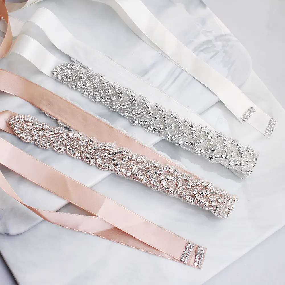 Resmi elbiseler için Rhinestone düğün kemer gümüş Rhinestone kemerler kristal gelin boncuklu kemerler