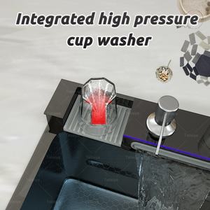 Lavello da Cucina in Acciaio Inox 8848 Nero con Display Digitale, Rubinetto Multifunzione a Cascata e Portacoltelli per Installazione Sottopiano - Product Image 5