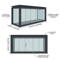 Maison conteneur modulaire de luxe détachable et extensible, micro-maison moderne, cabane préfabriquée mobile avec mur en verre pour l'extérieur