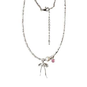 Joyería de moda al por mayor estilo Ballet collar de perlas mujeres verano <span class=keywords><strong>Rosa</strong></span> corazón circón arco collar pulsera - Product Image 4