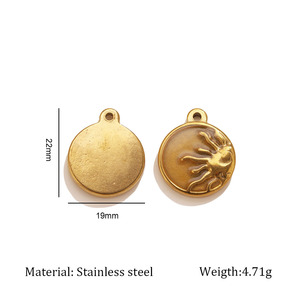 Pendentif Cercle en Acier Inoxydable Plaqué Or 18K HB0648 avec Breloques Célestes Soleil et Lune pour Fabrication de Bijoux DIY Vente en Gros - Product Image 3