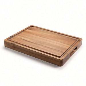 Tabla de cortar rectangular de madera de acacia ecológica, gruesa, de doble cara, personalizada, para carne y charcutería. - Product Image 5