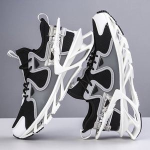 Nouvelle conception Chaussures de sport pour hommes, de basketball et de course, à lacets et à enfiler, avec empeigne en maille respirante, tendance mode, décontractées, antidérapantes, en EVA - Product Image 2