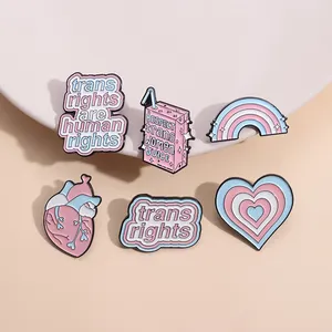 Genderless Heart Enamel Pins Trans Rights Are Human Right Brooches Lapel Badges Backpack Clothes Pin Gift