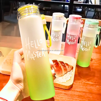 Tasses en verre dépoli étanche boisson jus cadeau de voyage bouteille en verre extérieur multicolore avec couvercle