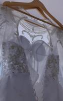 Robe de mariée princesse arabe à traîne, blanche, avec application de cristaux, manches bouffantes, illusion de luxe personnalisée 2024
