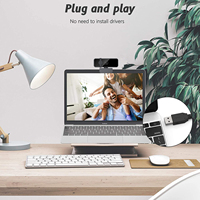 Webcam eksternal HD 1080P untuk Laptop, kamera Web PC Video USB 1080P, kamera Web Streaming langsung dengan mikrofon bawaan