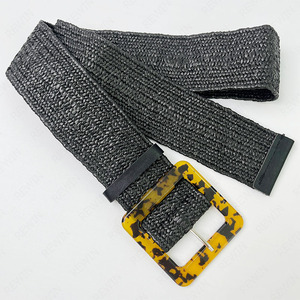 <span class=keywords><strong>Ceinture</strong></span> pour femme RW Leopard Square en résine avec boucle ardillon, <span class=keywords><strong>largeur</strong></span> 5 <span class=keywords><strong>cm</strong></span>, <span class=keywords><strong>ceinture</strong></span> extensible en paille PP, <span class=keywords><strong>ceinture</strong></span> bohème en paille PP tressée élastique pour femme - Product Image 3