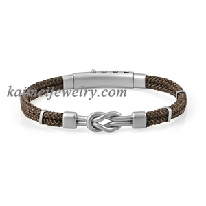 Pulsera <span class=keywords><strong>de</strong></span> Alta Calidad con Nudo Infinito, Brazalete <span class=keywords><strong>de</strong></span> Acero Inoxidable con Cierre Ajustable y Cordón <span class=keywords><strong>de</strong></span> Nailon para Hombre - Product Image 1
