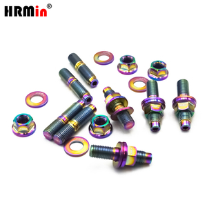 HRMin Rainbow <span class=keywords><strong>Color</strong></span> Gr.5 Titan-Auspuffkrümmer-Bolzens atz mit Sechs kant flansch mutter und Unter leg scheibe - Product Image 2