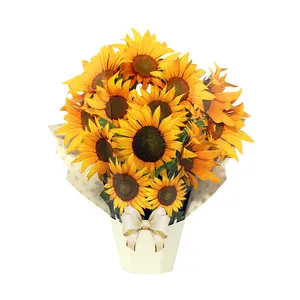 Kartu Ucapan Buket Bunga Pop Up Kertas Eksklusif 3D Sunflower Terima Kasih