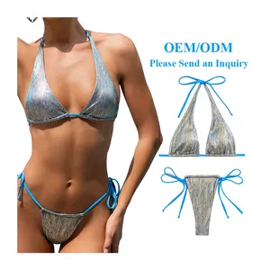 Aide Hochwertige Fabrik Großhandel individuelle Glitzer Bikini personalisierte Bademode String Bikini Badeanzug Dame