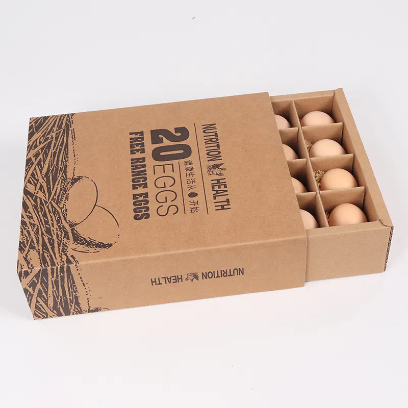 Wholesale custom egg packaging 10 Or 20 Holes Custom Design Corrugated Paper Box For Egg food packaging cheapfarm box