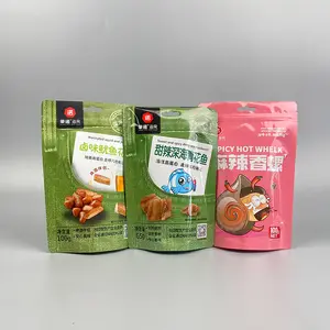 Customized fashional resealable plastic stand up dried fish pouch dried shredded squid packaging bag