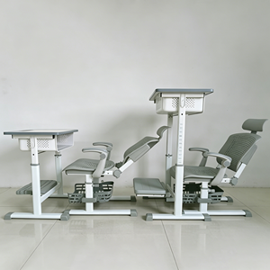 Muebles Escolares, Escritorio y Silla para Estudiantes, Reclinables y Ajustables, Juego de Escritorio y Silla Escolar con Reposapiés para Niños de Aula - Product Image 1