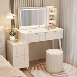 Modern White Makeup Vanity <b>Table</b> LED <b>Mirror</b> <b>Dressing</b> Desk with Drawers Storage Cabinet for Bedroom Bathroom - Product Image 4