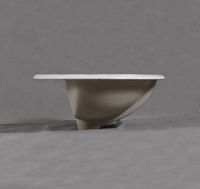 Lavabo Semi-encastré en céramique blanche sous les éviers de salle de bain, lavabo d'art de conception ovale Offre Spéciale
