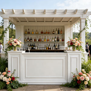 طاولة بار مربعة مخصصة من خشب البلوط الصلب مطلية باللون الأبيض لحفلات الزفاف والمناسبات - Product Image 2