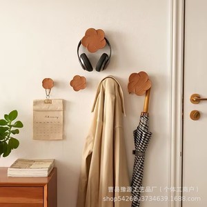 Solid <b>Wood</b> Wall <b>Hooks</b> Polygon Shape Self Adhesive <b>Coat</b> Rack For Entryway Door Back - Product Image 2