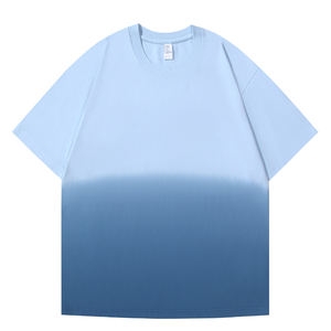 T-shirt à manches courtes col rond pour homme, style streetwear américain grande taille, dégradé de couleurs, effet délavé vintage, 100% coton respirant - Product Image 3