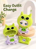 Ensemble de vêtements pour poupées Alien Cat en peluche OEM ODM pour poupées de 10 cm et 13 cm, vêtements mignons personnalisés, fabrication en usine