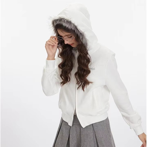 Sweat à capuche unisexe à double fermeture éclair, coupe ample, logo personnalisé, poids lourd, automne, fourrure synthétique, anti-rides numérique - Product Image 1
