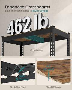 Boltless Assembly 5-Tier Adjustable Steel <strong>Shelving</strong> Unit Rustic Black Brown 2310 lb Load Capacity for Garage Warehouse Storage - Product Image 4