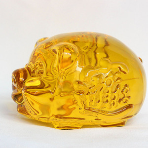 Figura de cerdo de cristal, citrino amarillo en relieve, decoración del zodiaco del Año Nuevo Chino - Product Image 1