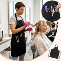 Tablier de coiffeur personnalisé avec logo, poches, résistant aux cheveux, sangle réglable pour salon, blanc