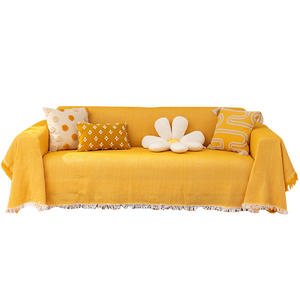 Funda de sofá nórdica moderna, mezcla de lino y algodón de color sólido, cojín de asiento antideslizante a prueba de polvo para sala de estar, amarillo, gris, azul, caqui - Product Image 5