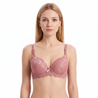 Soutien-gorge push-up pour femme en dentelle florale avec armatures, bretelles réglables, fermeture au dos, 5 couleurs, usage quotidien