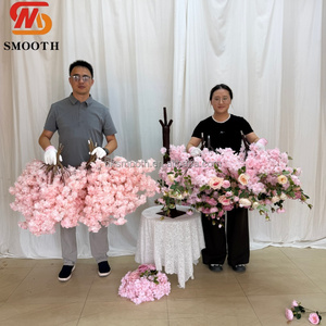 Arbre à fleurs de cerisier rose élégant de 1,2 m avec feuilles vertes pour la décoration de l'allée d'entrée de mariage - Product Image 2