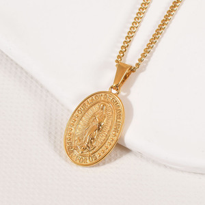Mode Vierge Marie Collier 18K Plaqué Or En Acier Inoxydable Chrétien Bijoux Mère <span class=keywords><strong>De</strong></span> Dieu Guadalupe Collier pour Femmes - Product Image 3
