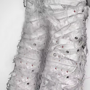 DiZNEW Fabricant de jeans, designer de streetwear personnalisé, pantalon baggy pour hommes Y2k, jeans blancs épais - Product Image 4