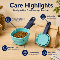 Cuillère à croquettes pour animaux de compagnie avec clip de fermeture pour sceller les sacs de nourriture, mesurer les portions et organiser quotidiennement les zones d'alimentation de la cuisine.