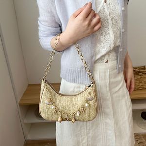 Bolso bandolera de cadena tejida a la moda 2026, nuevo bolso de tendencia - elegante bolso de hombro con perlas y correa de mano - Product Image 3