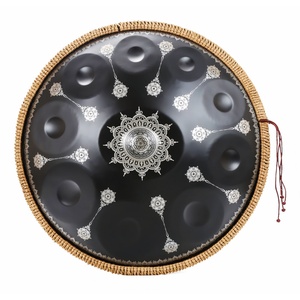 Tambour à main <span class=keywords><strong>Mandragora</strong></span> noir en acier inoxydable de 22 pouces pour débutants avec logo personnalisé et 9/10 notes tambour en langue mineure/kurde - Product Image 1