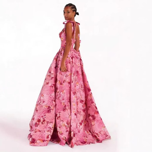 Vestido de Noche con Estampado Floral y Hombros Descubiertos, Cintura Imperio, Largo y Elegante para Mujer, con Cierre Frontal y Tela Transpirable - Product Image 4