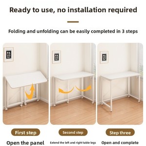 Scrivania Pieghevole Mobile Moderna e Semplice di Piccole Dimensioni per Computer, Tavolino da Comodino per Camera da Letto, <span class=keywords><strong>Studio</strong></span> - Product Image 3