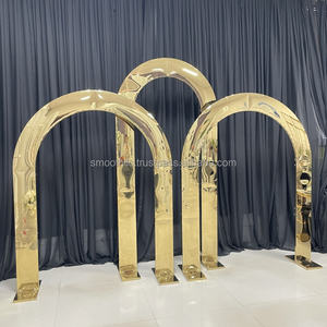 SMOOTH S wave Wedding golden Stainless <b>backdrop</b> arched stand wedding event Frame Screen - Product Image 5