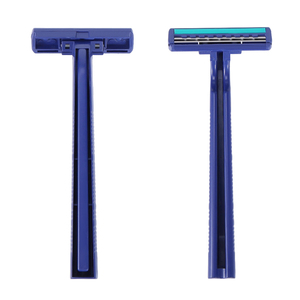 Rasoir facial manuel jetable en plastique gris à double lame en acier inoxydable – Prix de gros - Product Image 2