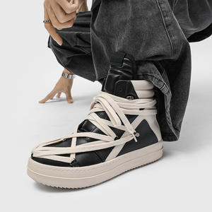 Scarpe Autunnali da Uomo, Sneakers Traspiranti Alte, Stivali Classici con Cinturino a Triangolo Invertito in Stile Europeo e Americano, per Uso Quotidiano Casual - Product Image 3