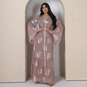 European and American fashion large dress, Middle East, Dubai, hot sale, gold stamping chiffon, Muslim women's gown
