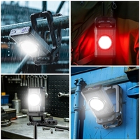 Lampe de travail LED rechargeable multifonctionnelle, 360° ° Pince rotative, crochet magnétique, lumière d'avertissement rouge et bleue et lumière ambiante RVB