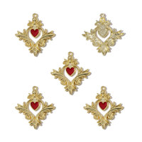 Pendentif Cœur Créatif en Alliage de Zinc Effet Goutte d'Huile pour Collier DIY avec Chaîne en Bambou, Breloque Accessoire pour Sac Sportif et Porte-clés W913