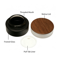 Pot en verre noir givré de qualité supérieure, certifié CE, avec couvercle en bambou, fabriqué par un fabricant mondial, classé parmi les meilleurs pour la vente en gros
