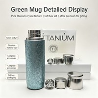 Bouteille isotherme portable en titane de 420 ml avec texture martelée, isolation sous vide, pour café et thé, avec bouchon argenté, idéale pour le camping, la randonnée et les activités de plein air